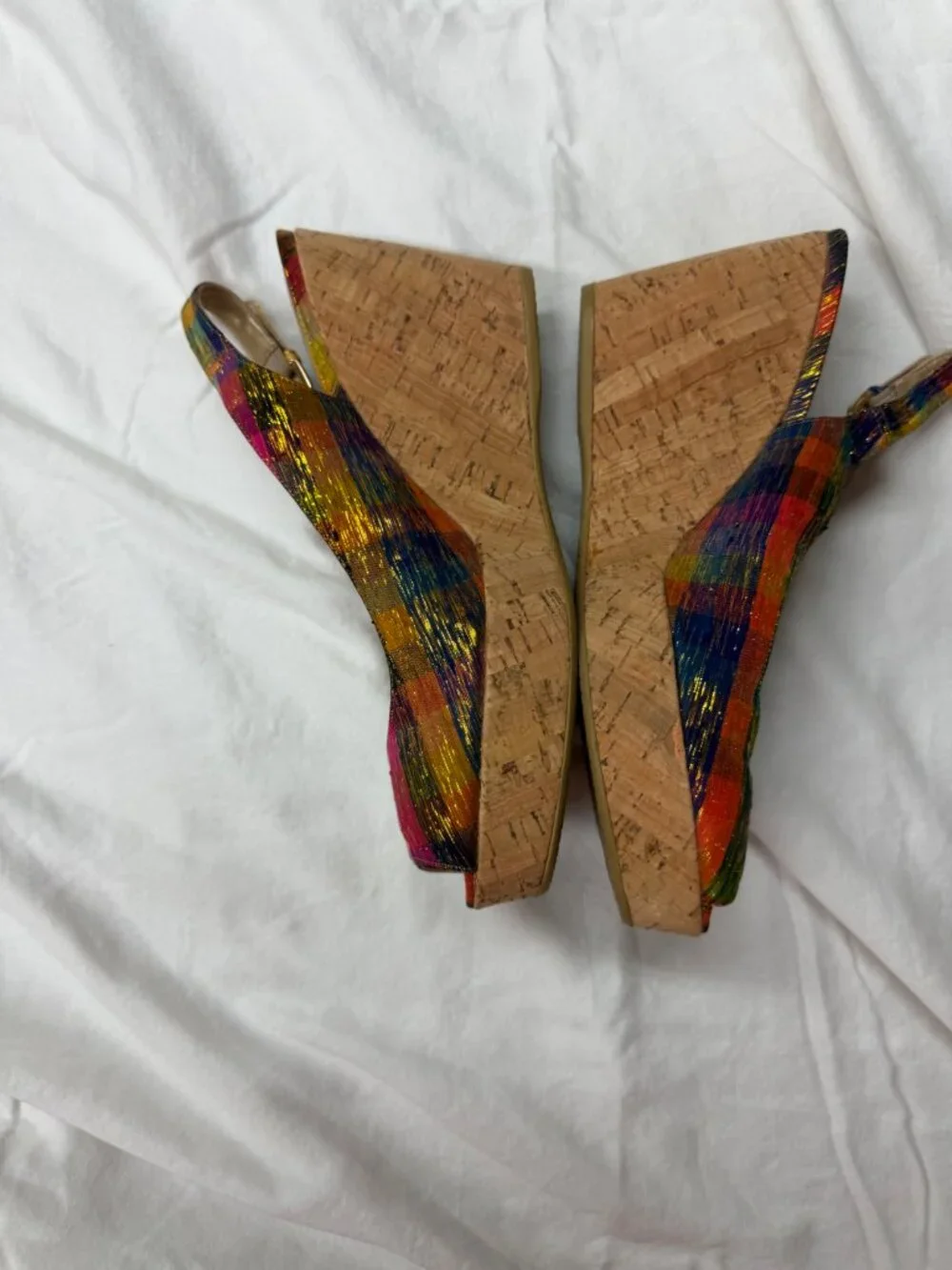 Stuart Weitzman Jean Winsel Tinsel slingback wedges 9.5 - Picture 4 of 8
